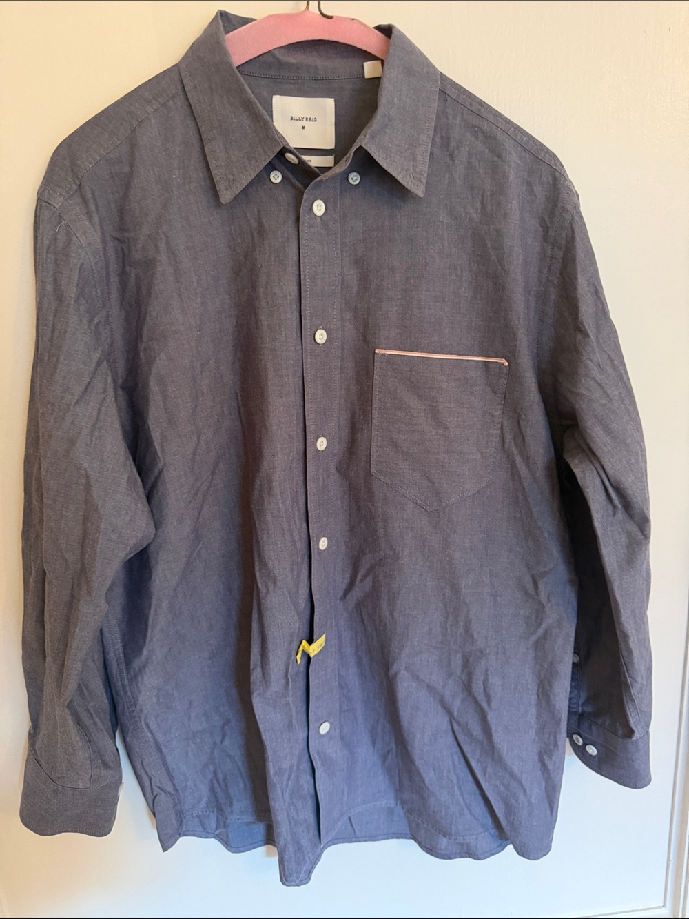 Billy Reid MSL 1-Pocket Button Down Shirt Standard Fit Size M Charcoal Grey